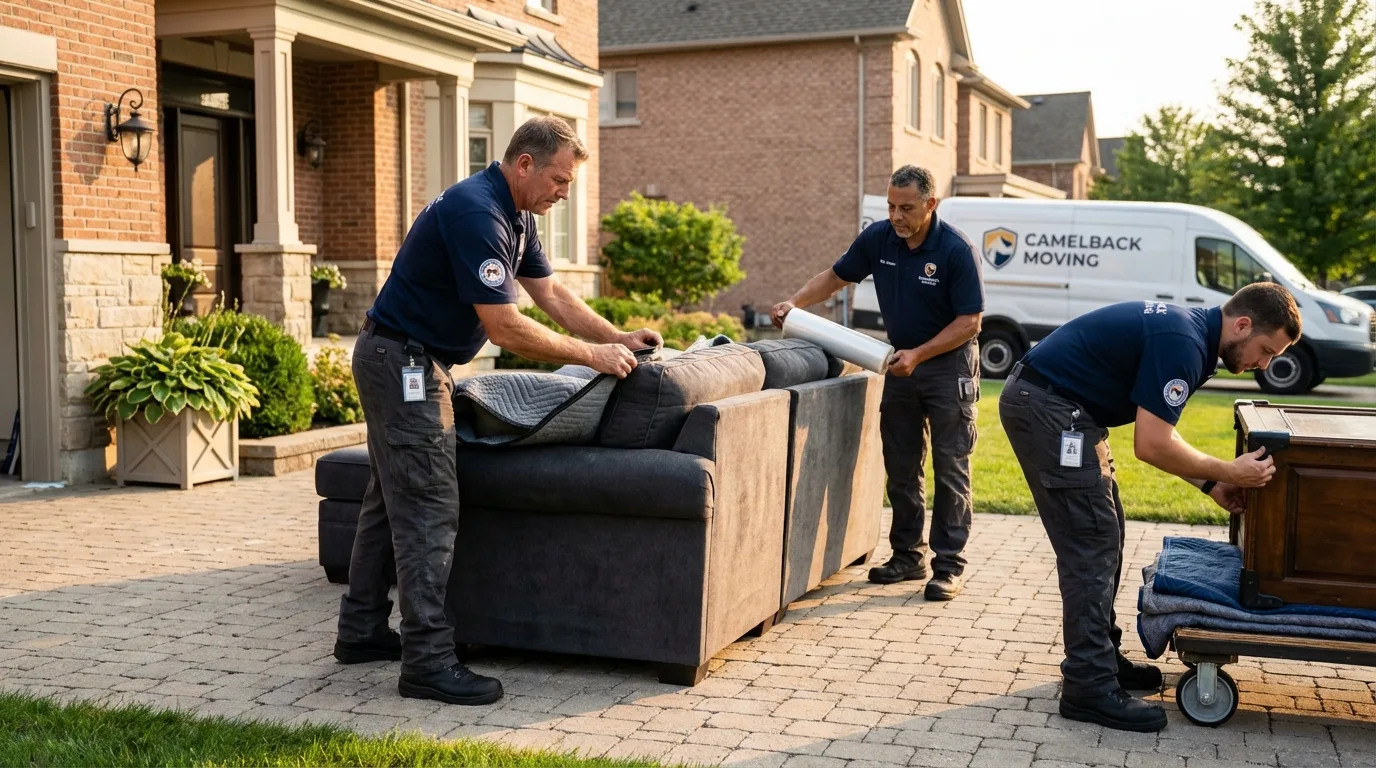 Large estate moving crew wrapping furniture in Harrisonburg, LA