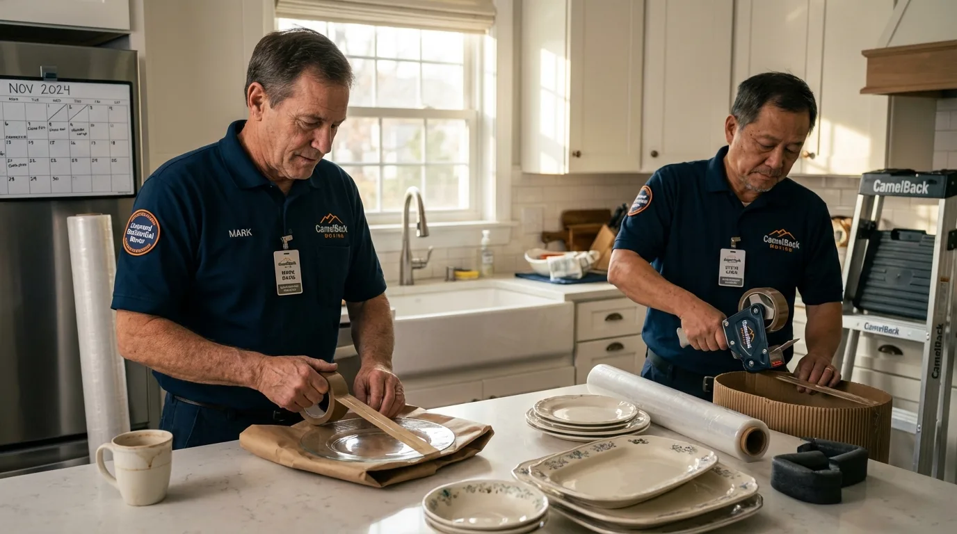 Professional crew packing kitchen dishware in Harrisonburg, LA